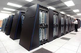 data center server racks in aisles