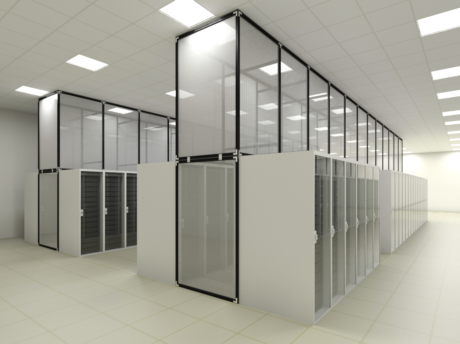 aisle containment solution in a data center, white